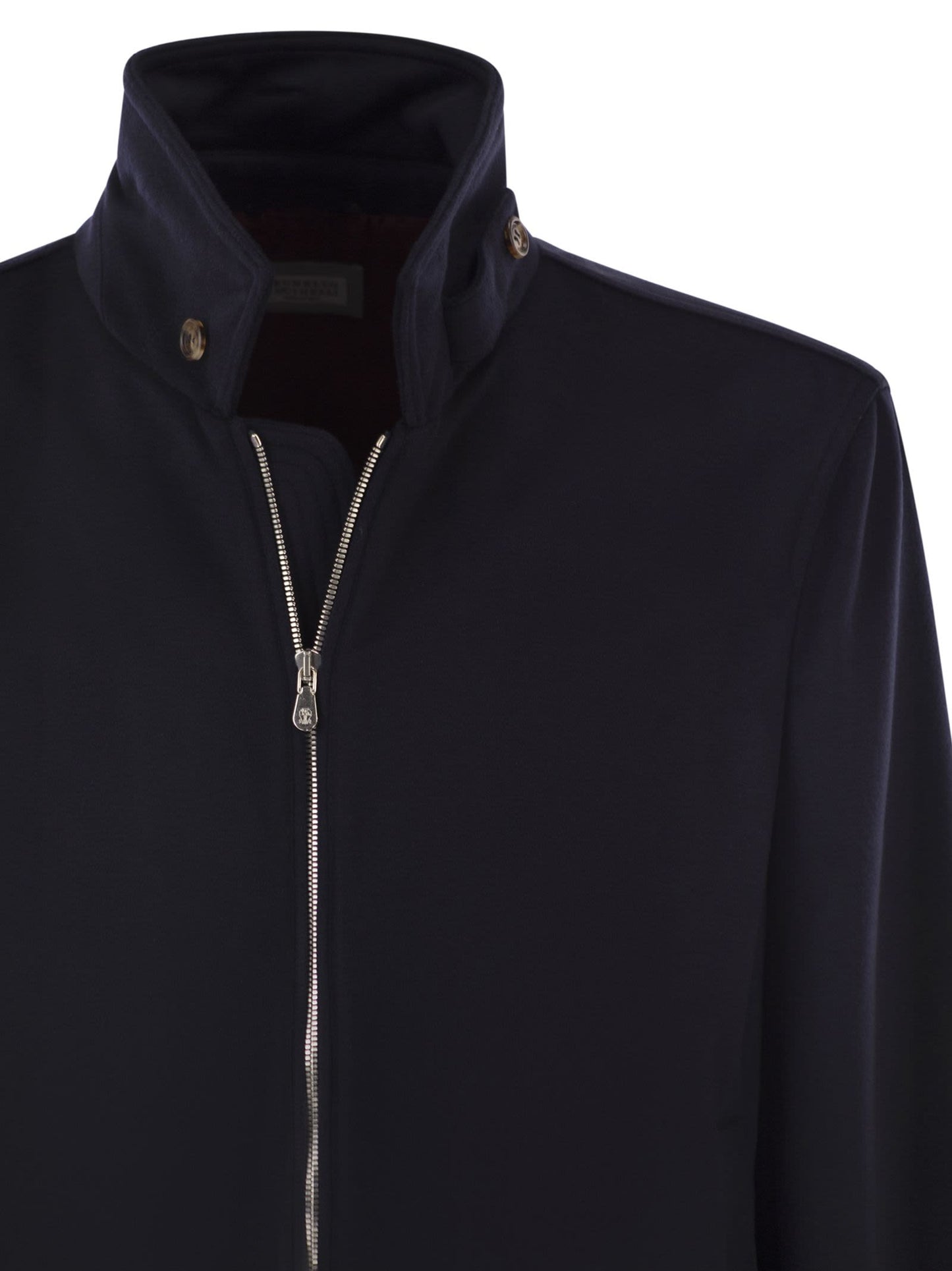 Brunello Cucinelli Men Virgin Wool Bomber Jacket With Stand Collar BRUNELLO CUCINELLI