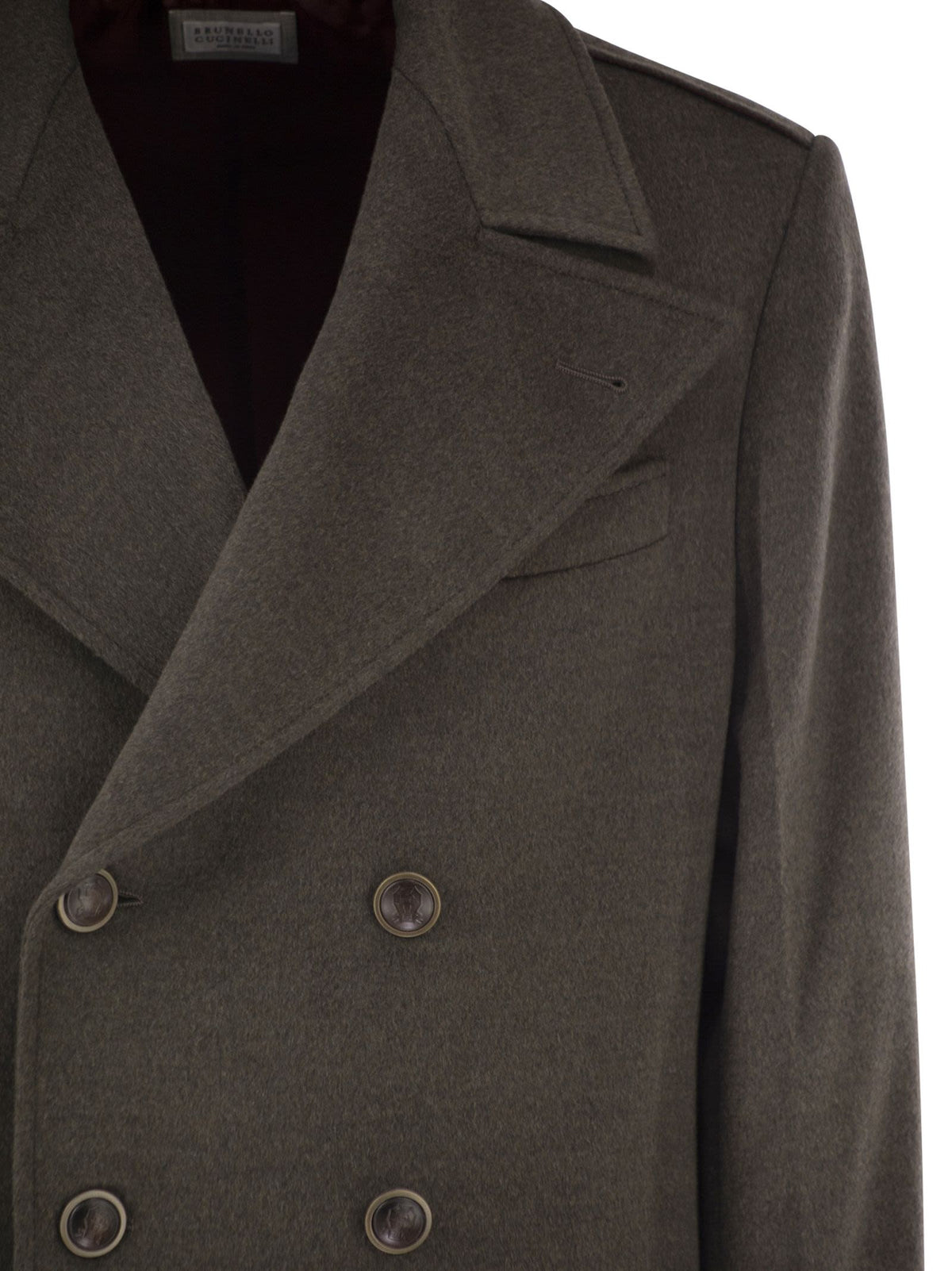 Brunello Cucinelli Men Double-Breasted Pure Wool Tailored Coat BRUNELLO CUCINELLI