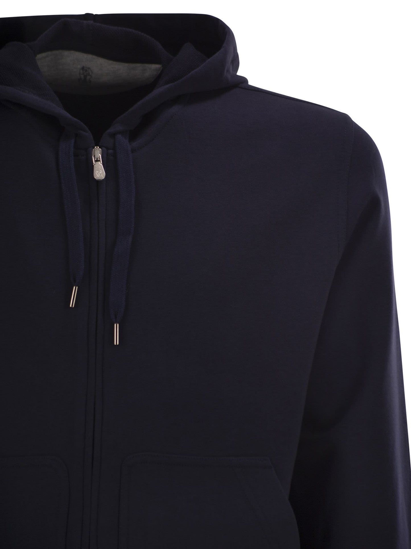 Brunello Cucinelli Men Cotton Fleece Topwear With Zip And Hood BRUNELLO CUCINELLI