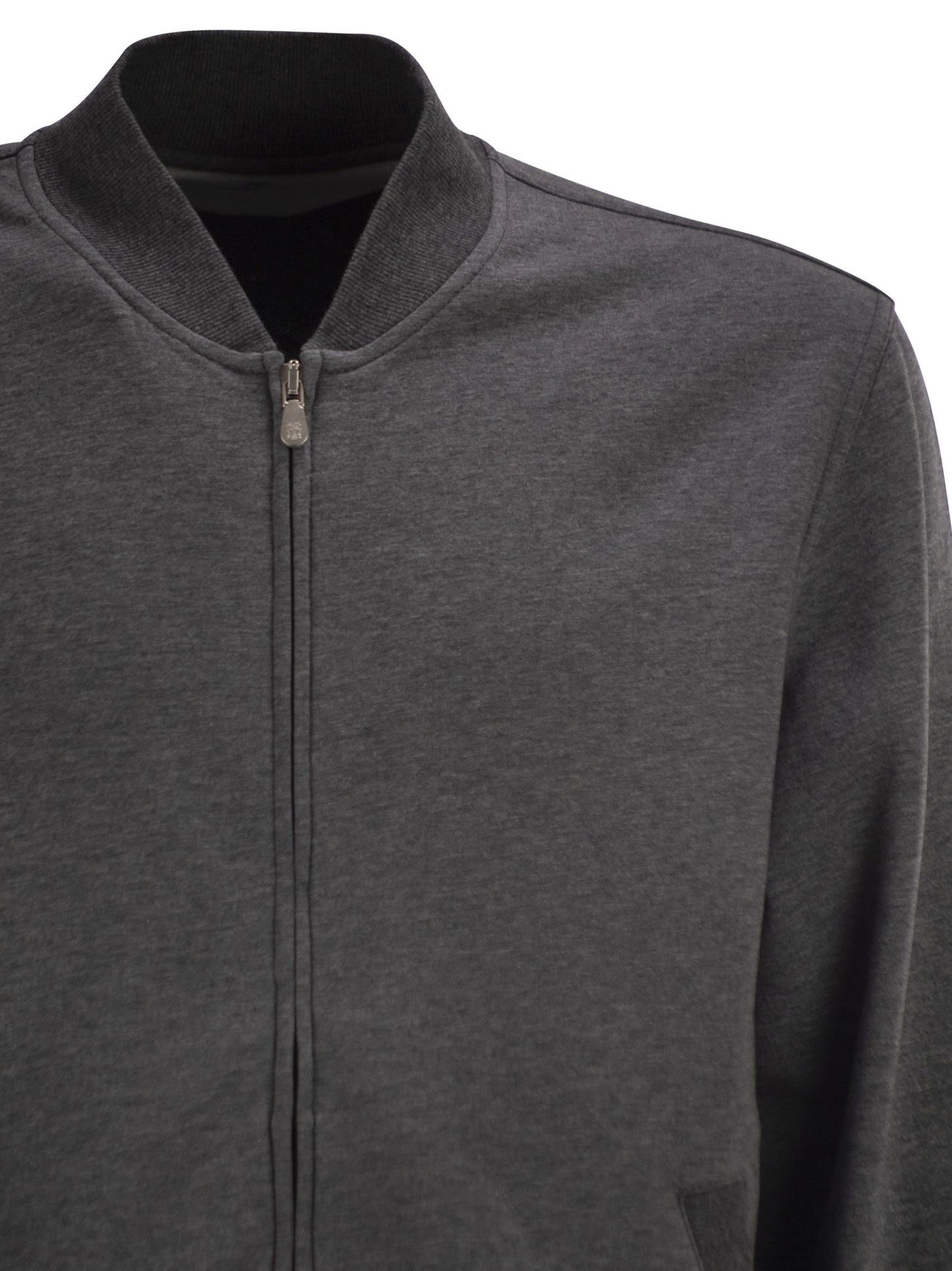 Brunello Cucinelli Men Techno Cotton Fleece Topwear With Zip BRUNELLO CUCINELLI