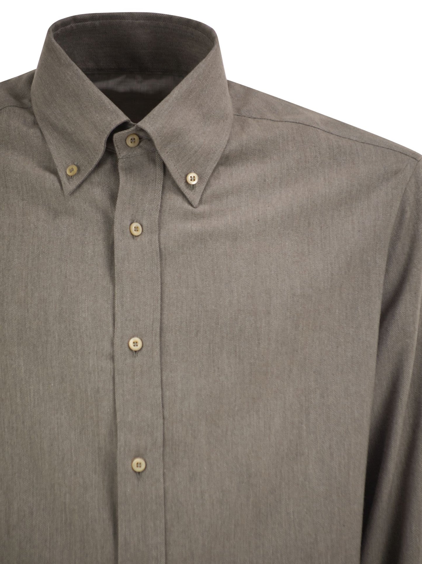 Brunello Cucinelli Men Cotton And Lyocell Button-Down Shirt BRUNELLO CUCINELLI