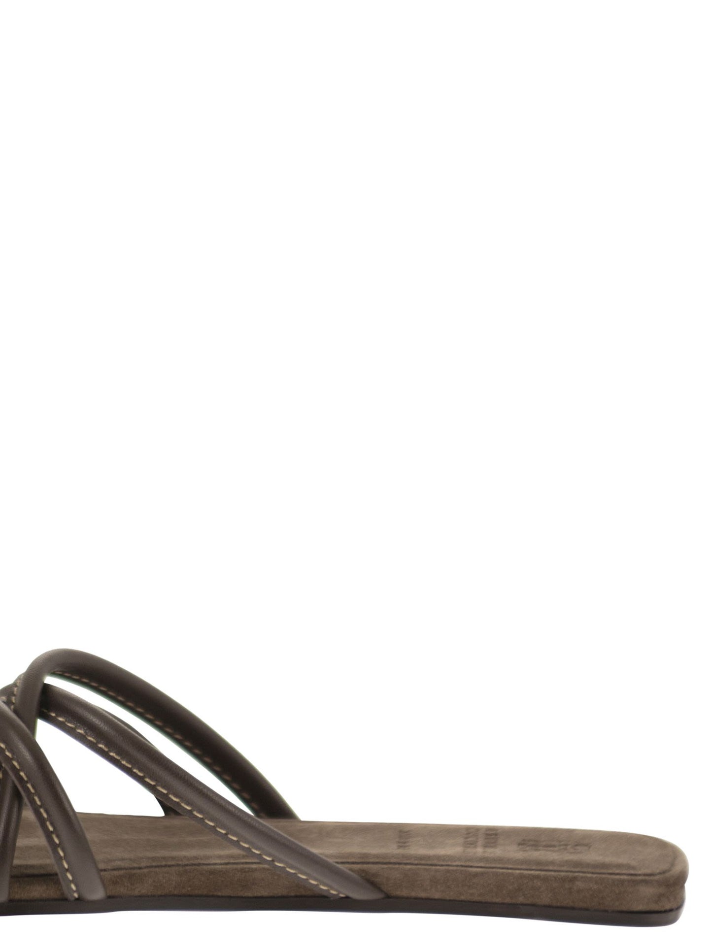 Brunello Cucinelli Women Flat Leather Sandals With Criss-Cross Straps BRUNELLO CUCINELLI