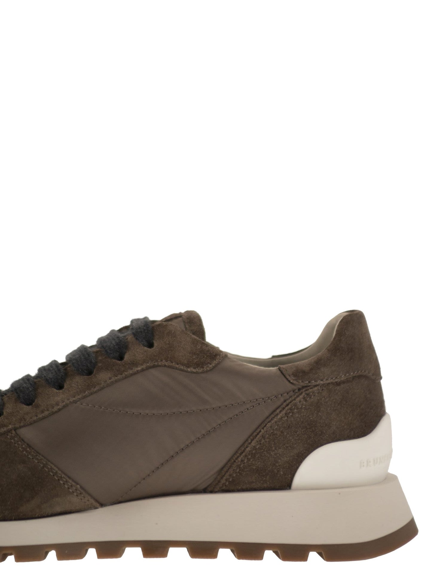 Brunello Cucinelli Women Suede And Techno Fabric Runners With Precious Toe