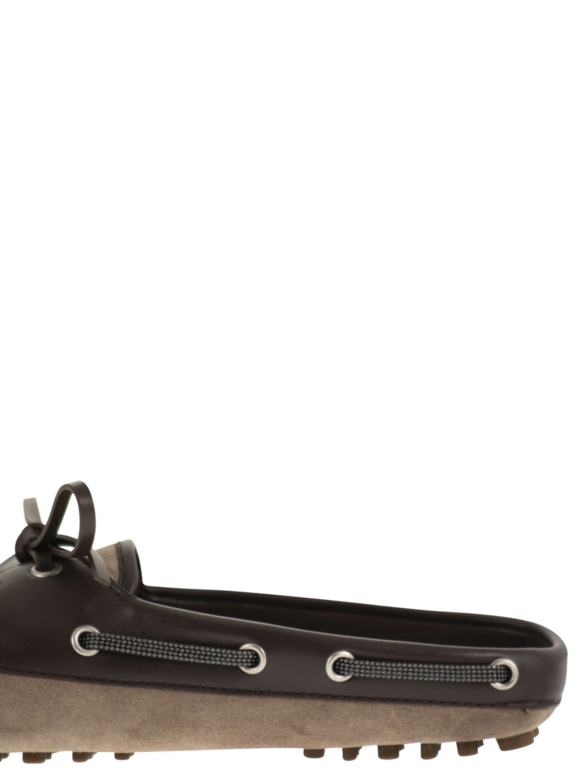 Brunello Cucinelli Women Suede Sabot Loafers With Jewellery BRUNELLO CUCINELLI