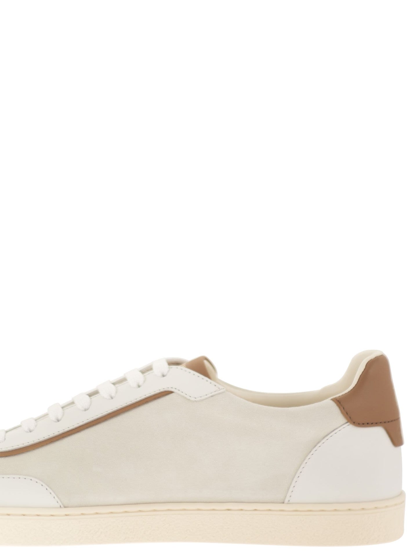 Brunello Cucinelli Men Low-Top Leather And Suede Sneakers With Contrasting Details BRUNELLO CUCINELLI
