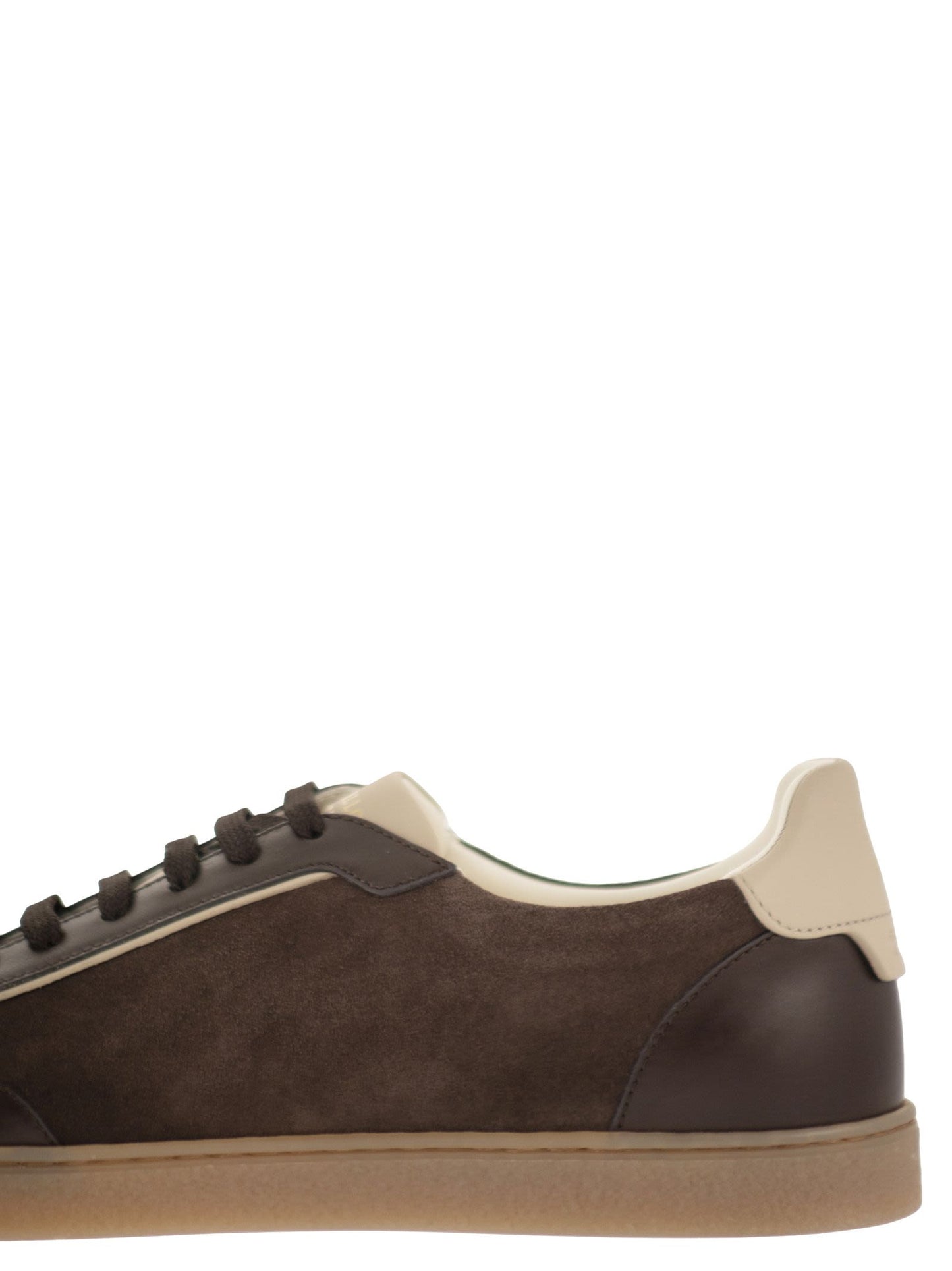 Brunello Cucinelli Men Low-Top Leather And Suede Sneakers With Contrasting Details BRUNELLO CUCINELLI