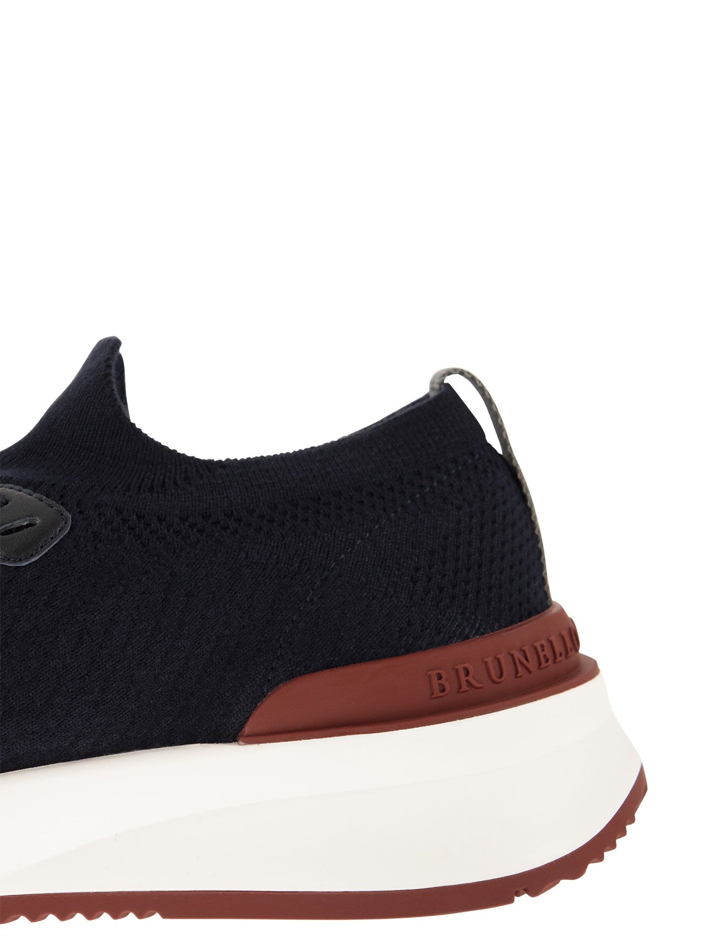 Brunello Cucinelli Men Runners In Cotton Knit And Semi-Glossy Calf Leather BRUNELLO CUCINELLI