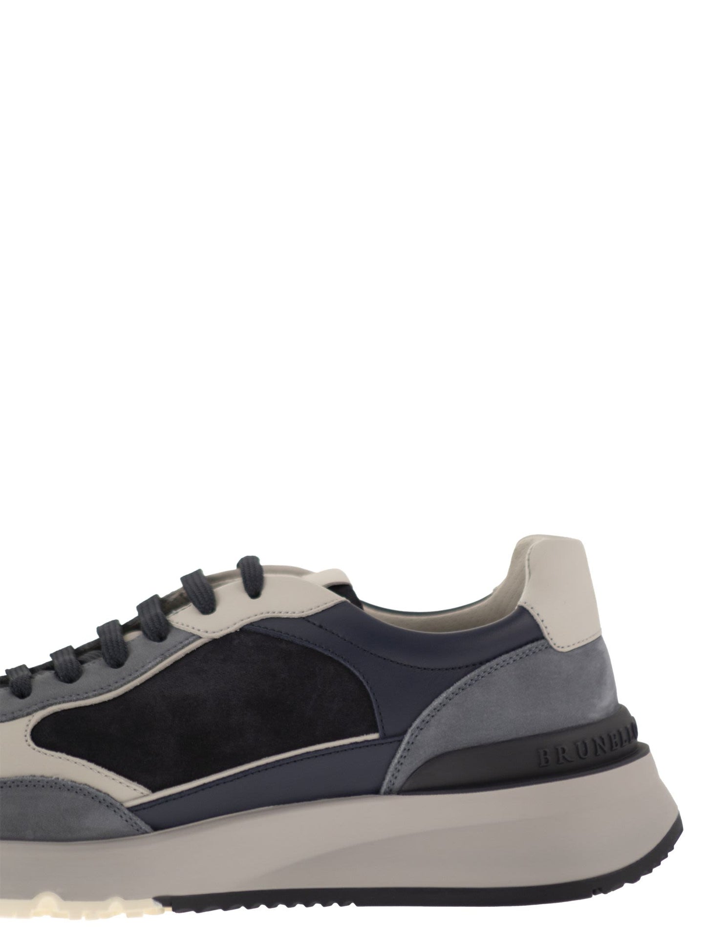 Brunello Cucinelli Men Multicolour Leather And Suede Runner Sneakers BRUNELLO CUCINELLI