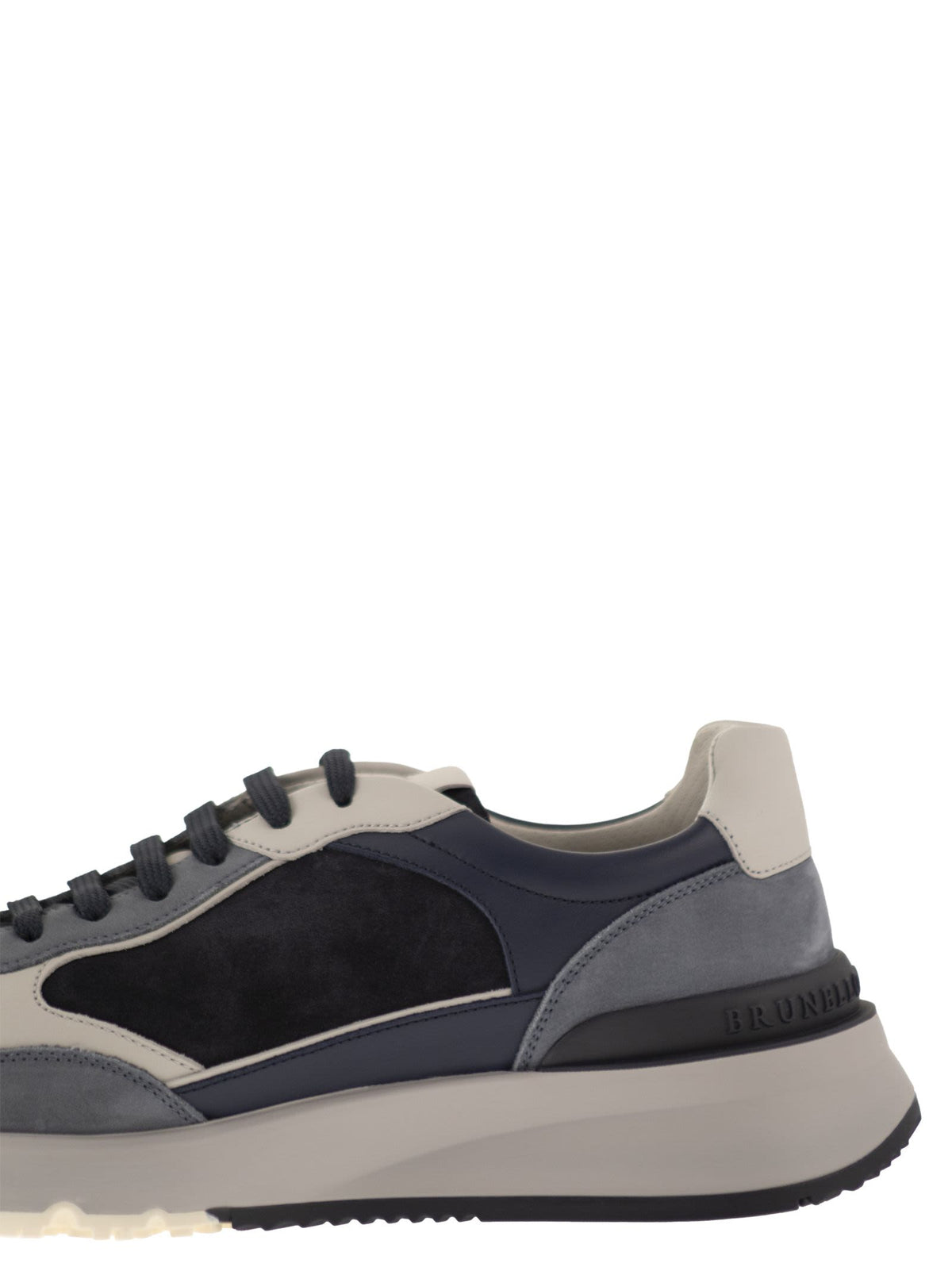 Brunello Cucinelli Men Multicolour Leather And Suede Runner Sneakers BRUNELLO CUCINELLI