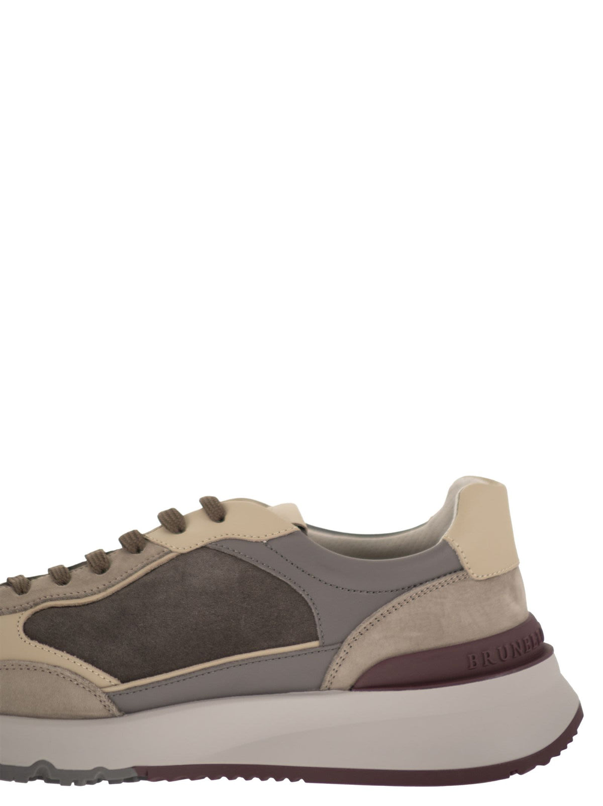 Brunello Cucinelli Men Multicolour Leather And Suede Runner Sneakers BRUNELLO CUCINELLI