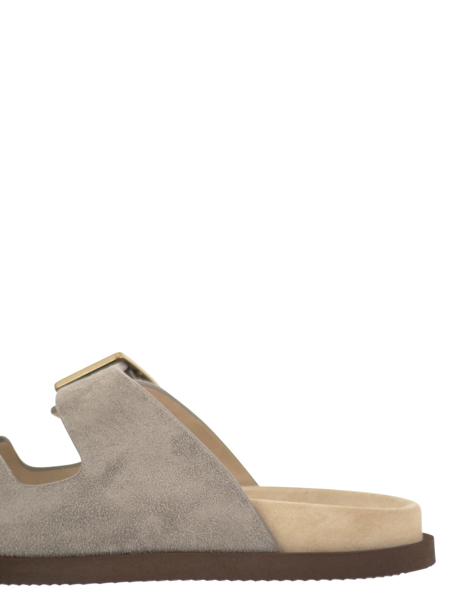 Brunello Cucinelli Men Urban Slides In Washed Suede BRUNELLO CUCINELLI
