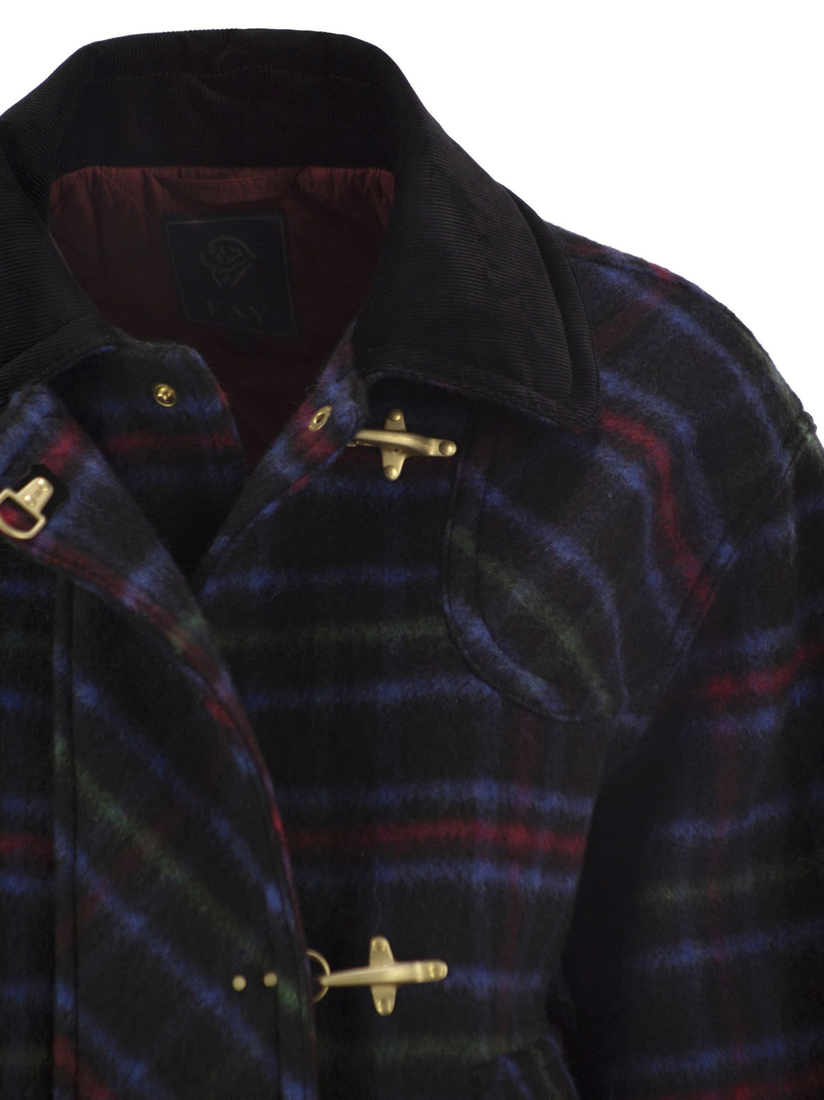 Fay Women Checked Wool-Blend Jacket With Hook Fastenings FAY