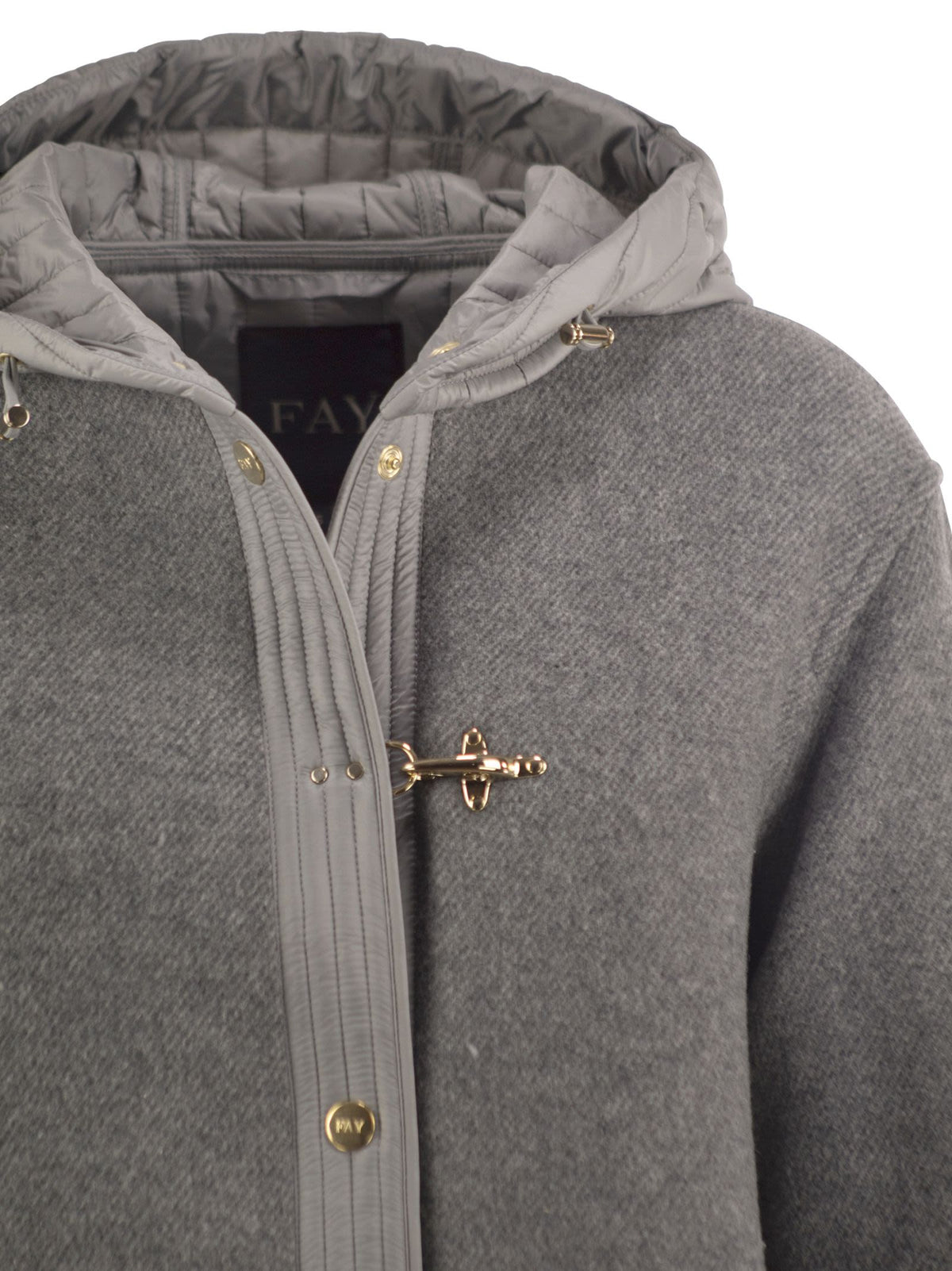 Fay Women Wool-Blend Coat With Padded Hood FAY