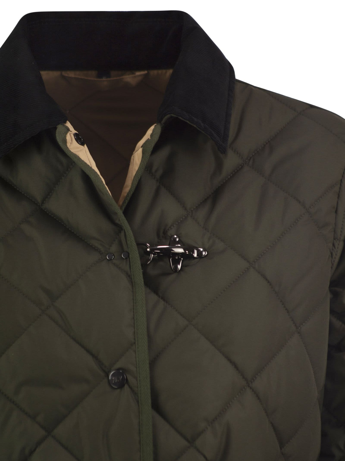 Fay Women Quilted Jacket With Corduroy Collar And Fay Hook FAY