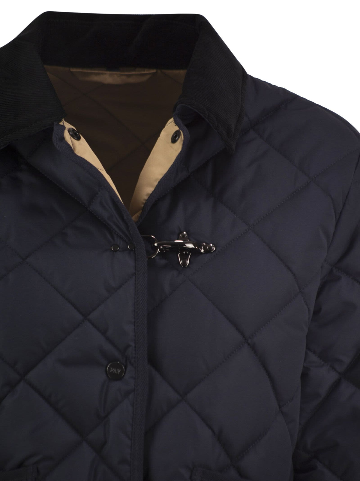 Fay Women Quilted Jacket With Corduroy Collar And Fay Hook FAY