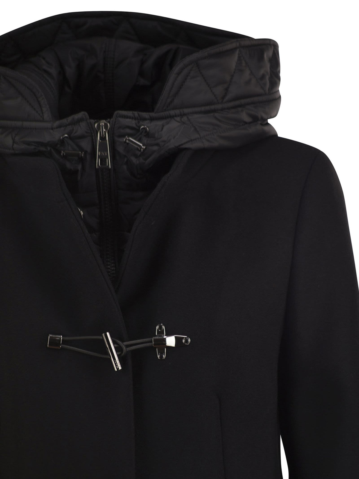 Fay Women Virgin Wool And Cashmere Blend Coat With Padded Hood FAY