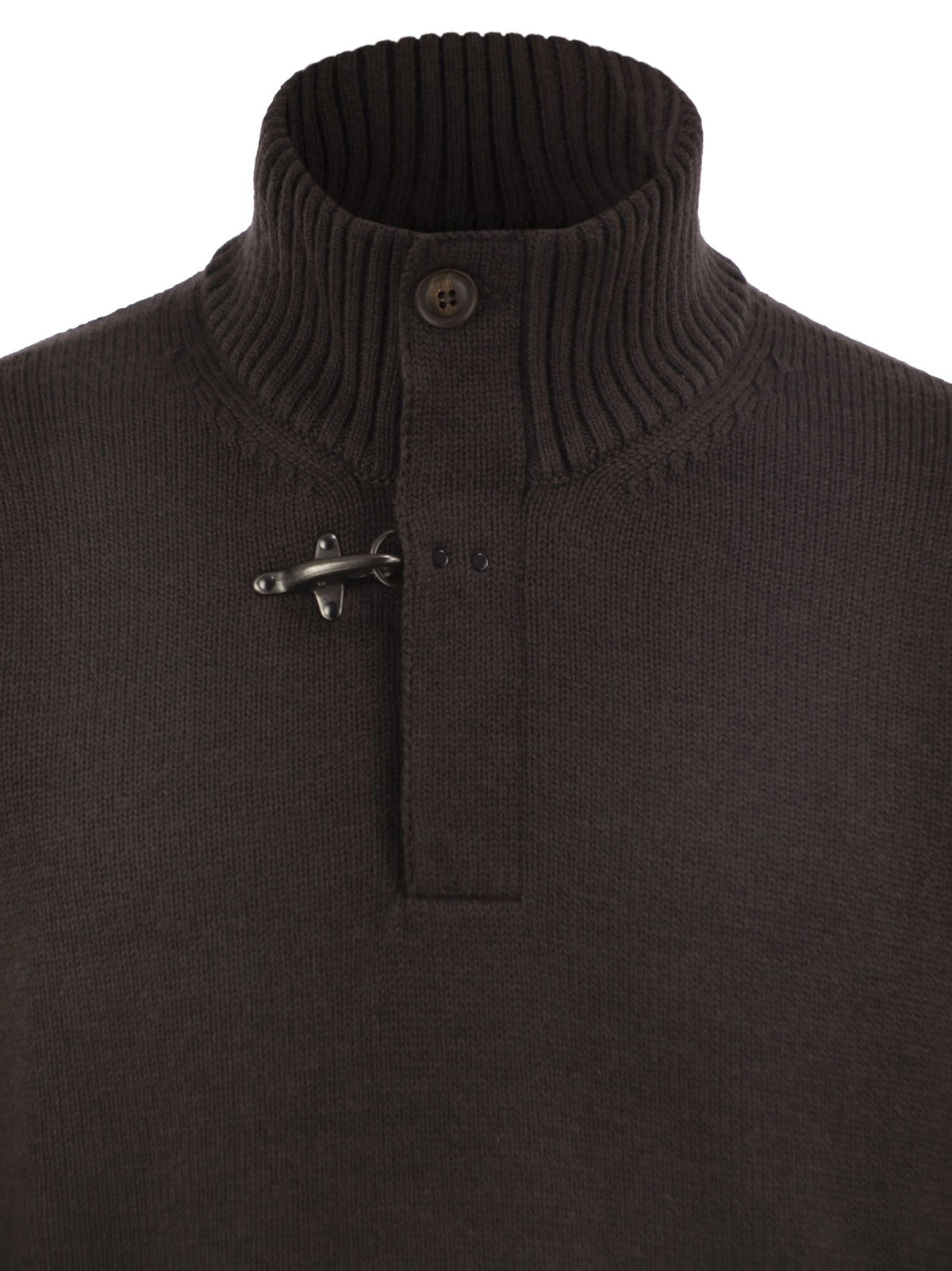 Fay Men Virgin Wool Jumper With High Neck And Hook Fastening FAY