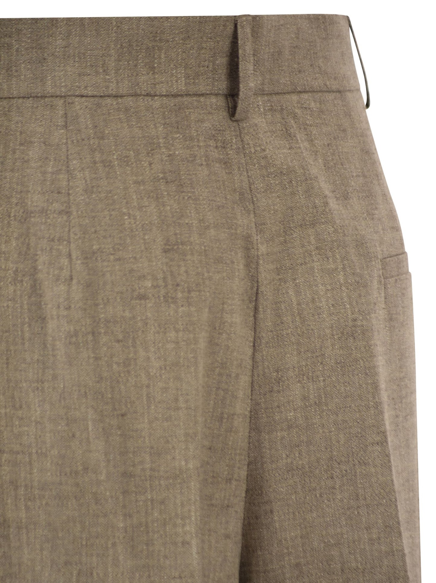 Fay Women Regular Fit Trousers In Micro-Check Cotton And Linen FAY