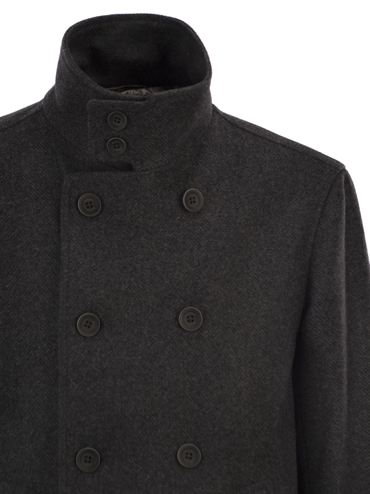 Herno Men Double-Breasted Coat In Wool Blend