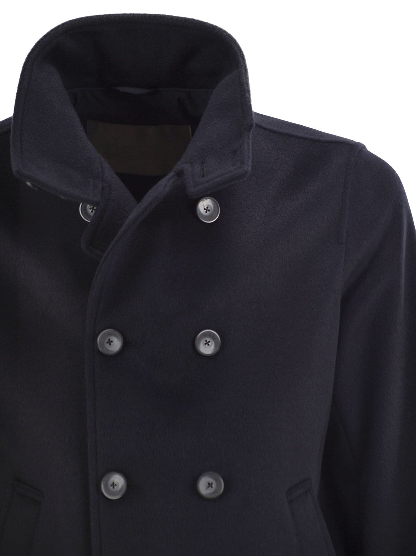 Herno Men Double-Breasted Jacket In Wool-Effect Fabric With High Collar HERNO