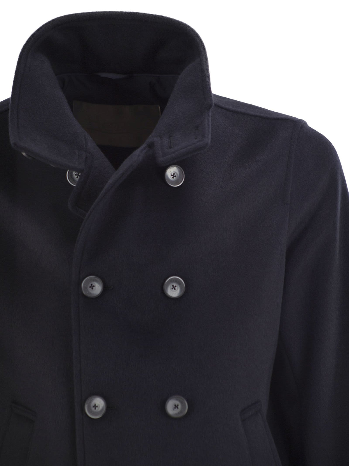 Herno Men Double-Breasted Jacket In Wool-Effect Fabric With High Collar HERNO