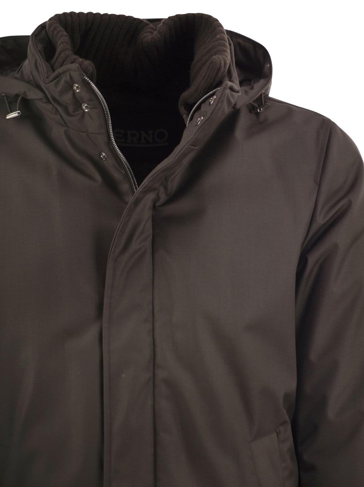 Herno Men Hooded Parka With Knitted Inner Collar HERNO