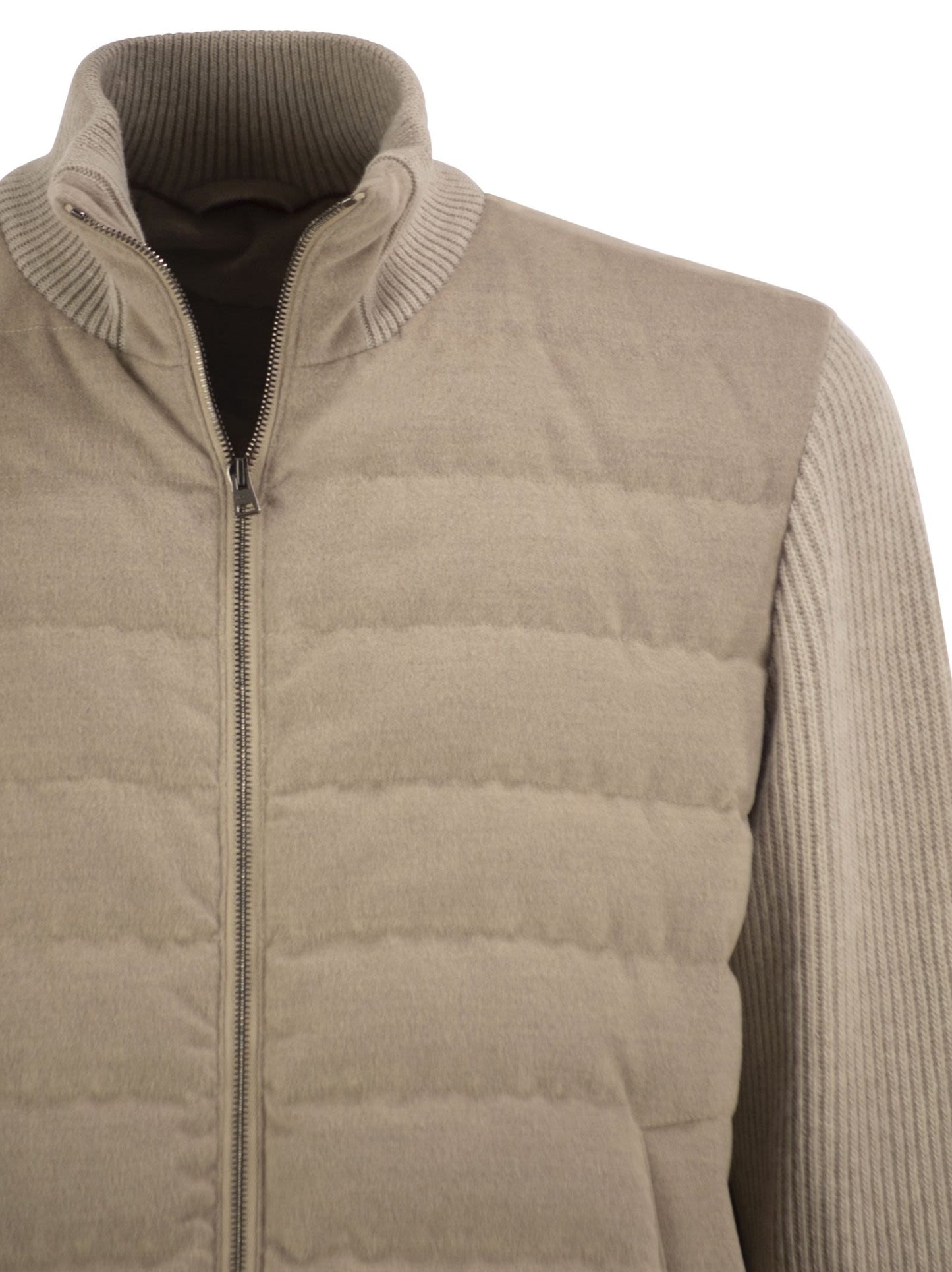 Herno Men Quilted Knit And Fabric Jacket With High Collar HERNO