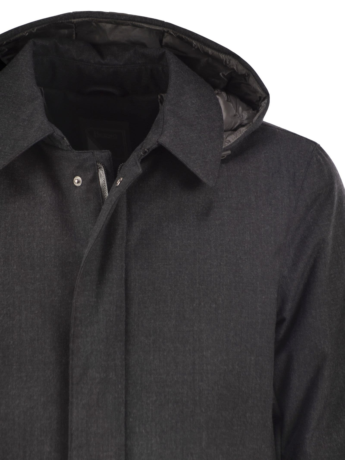 Herno Men Technical Wool-Blend Hooded Coat HERNO