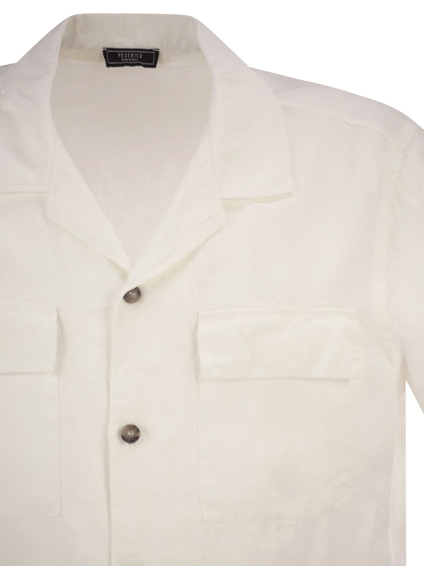Peserico Men Lightweight Linen Bowling Shirt PESERICO