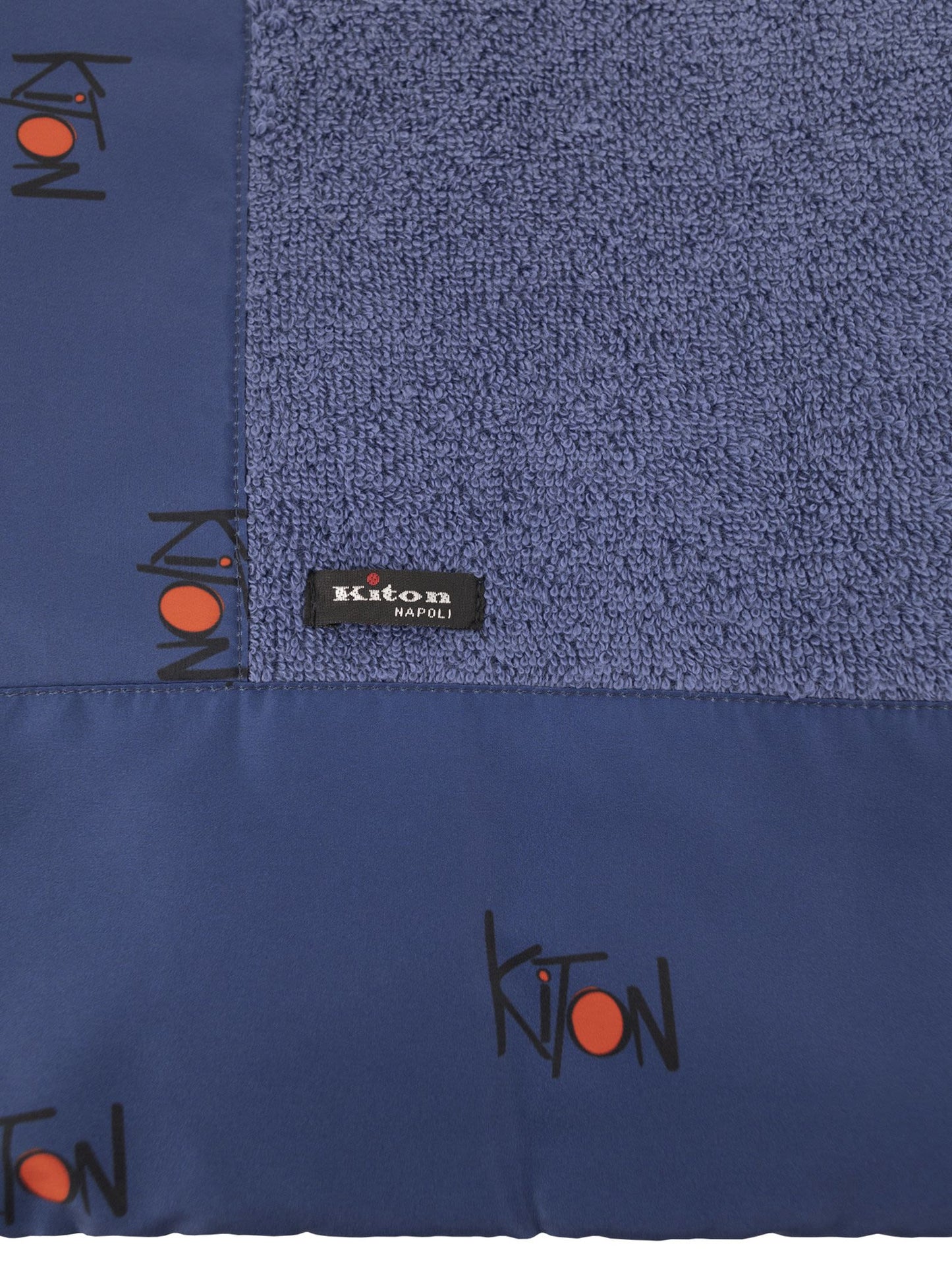Kiton Men Terry Beach Towel With Logo Border KITON
