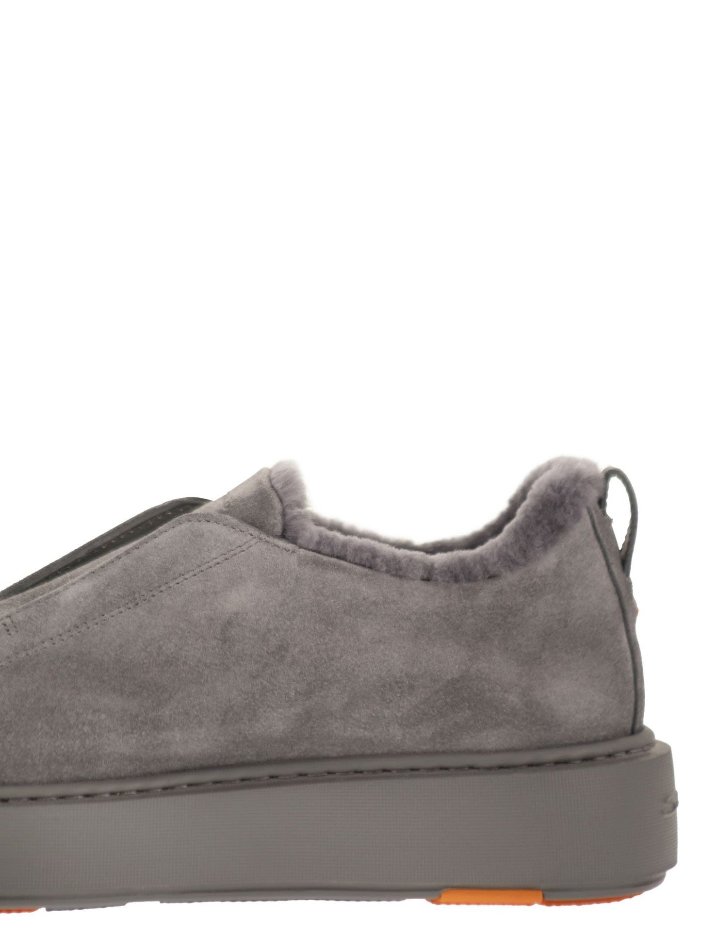Santoni Women Slip-On Suede Sneakers With Fur SANTONI