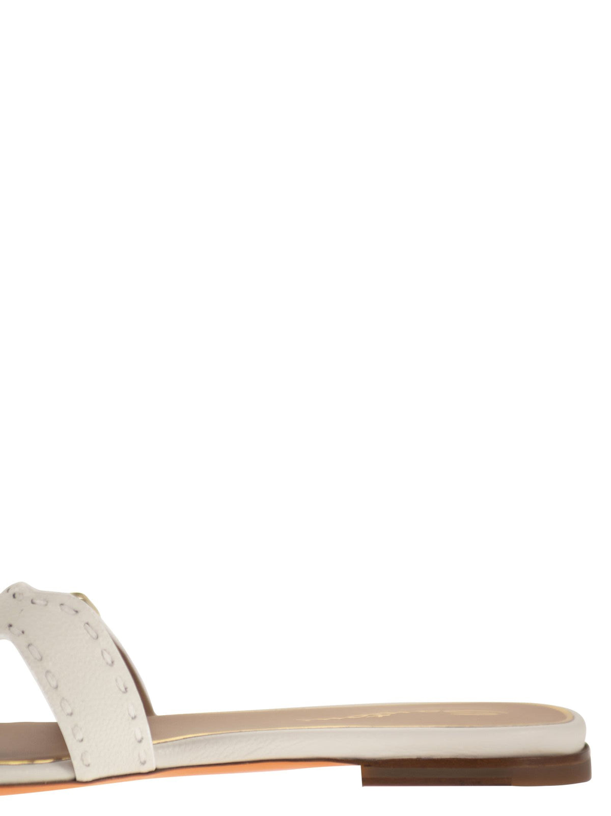 Santoni Women Leather Flat Sandals With Double Buckle Straps
