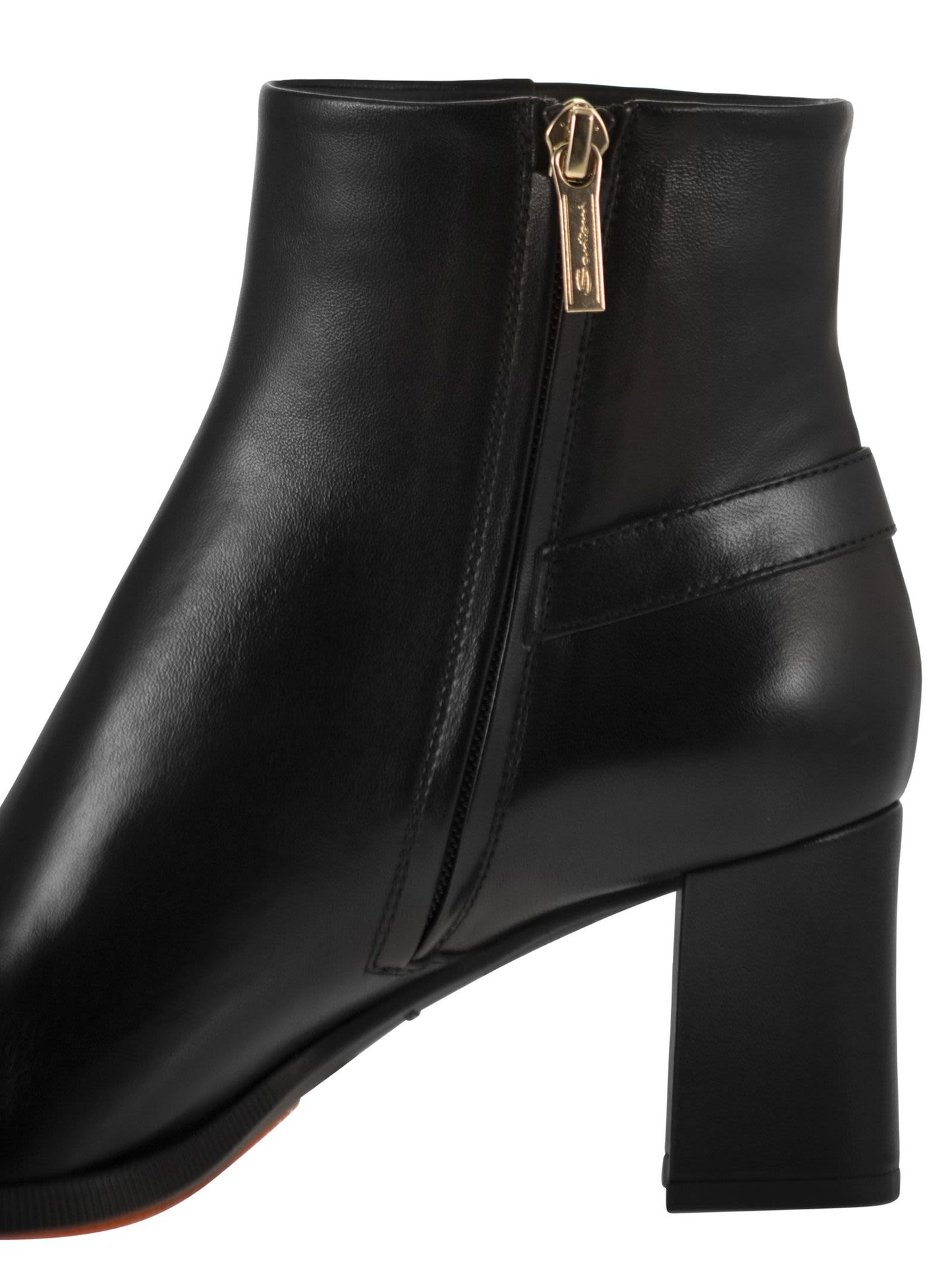 Santoni Women Elly65 - Leather Ankle Boots With Block Heel SANTONI