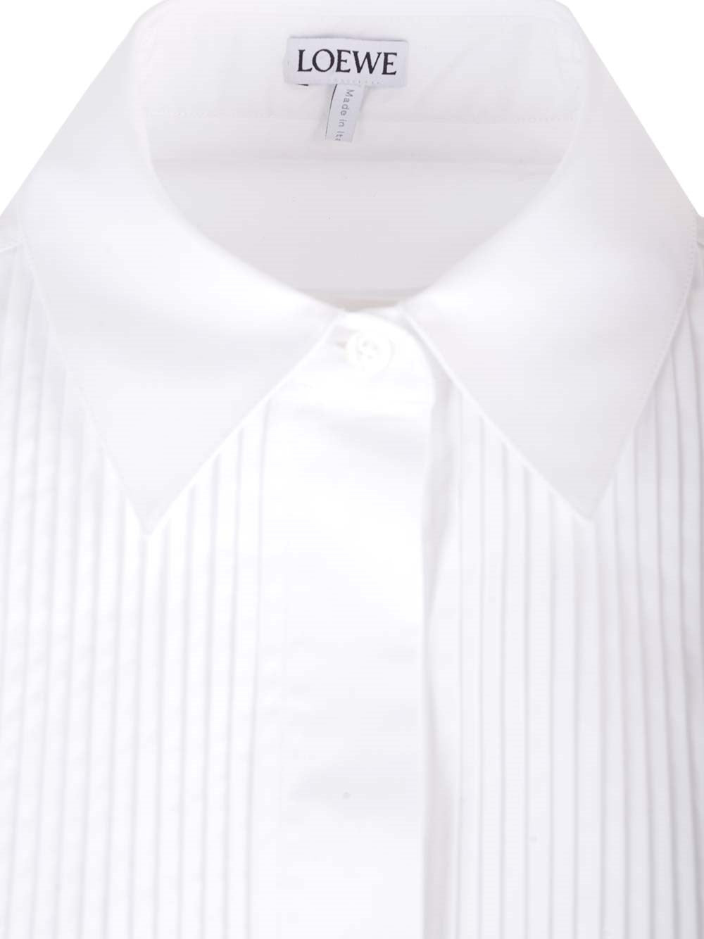 Loewe Women White Pleated Cotton Shirt