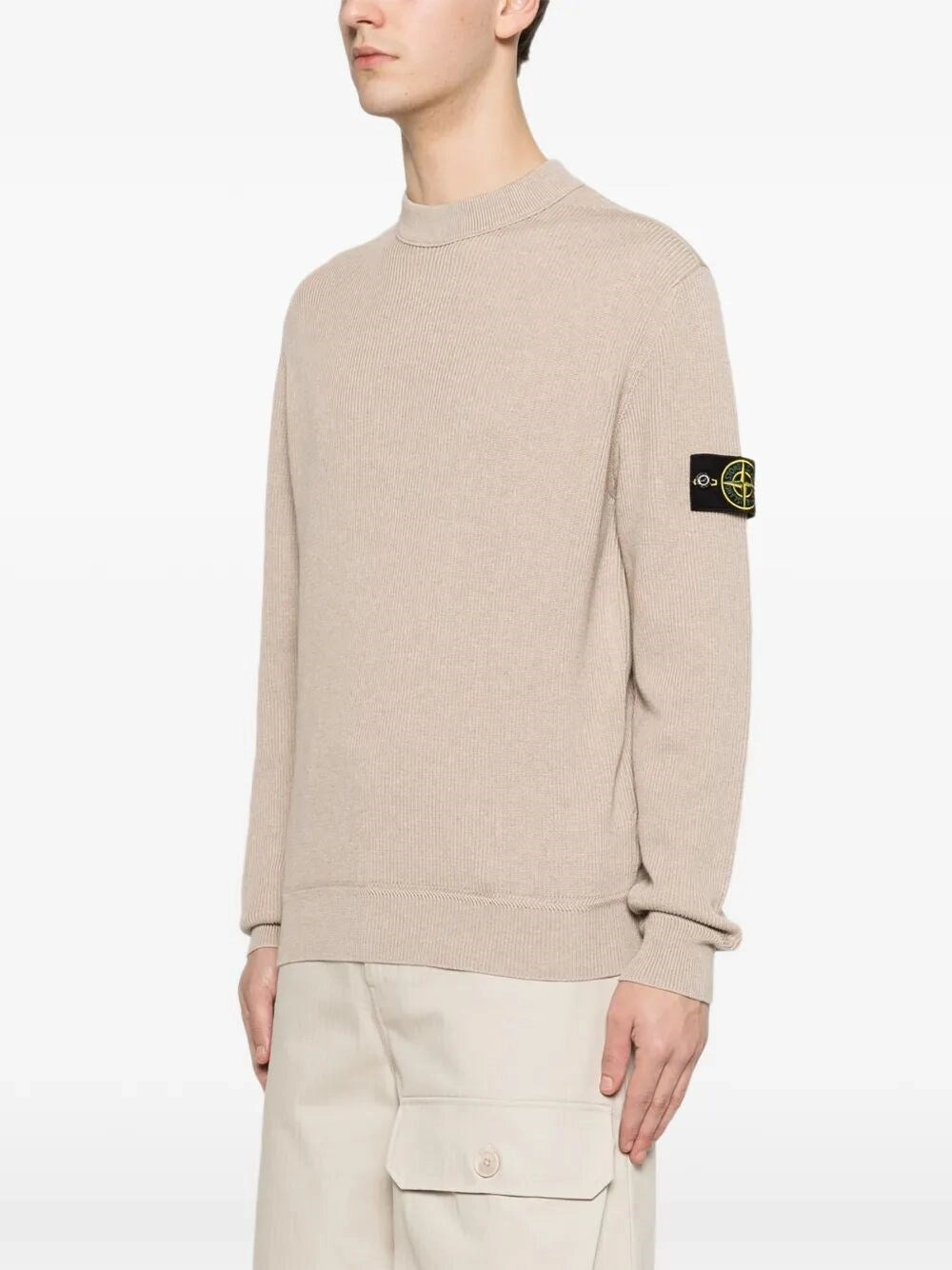 Stone Island Men Ribbed Soft Organic Cotton Crewneck STONE ISLAND