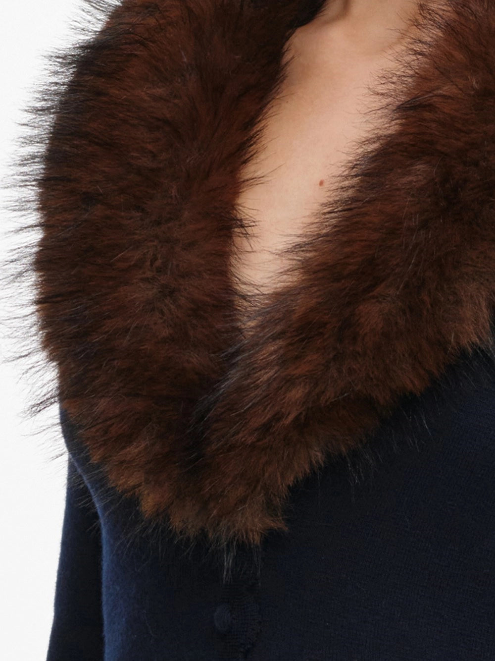 Self-Portrait Women Faux Fur Knit Cardigan SELF-PORTRAIT
