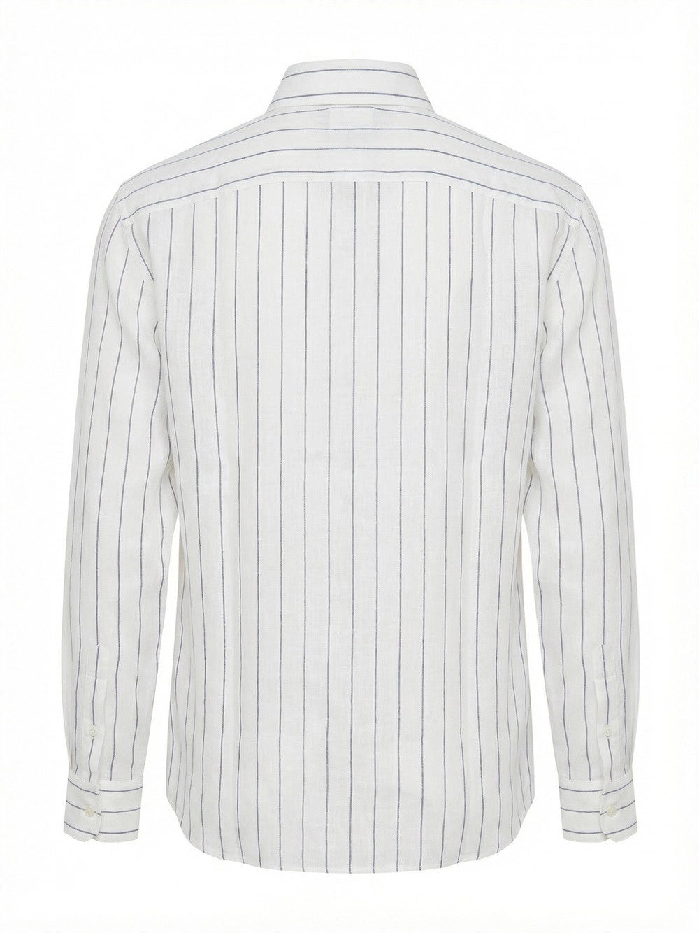 Brunello Cucinelli Men Stripe Linen Easy Fit Shirt With Spread Collar BRUNELLO CUCINELLI