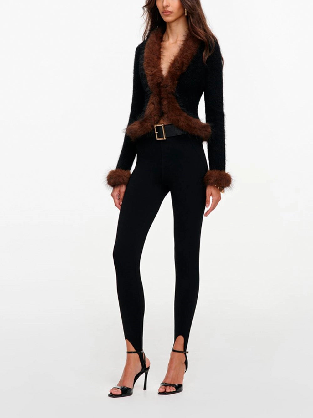 Self-Portrait Women Faux Fur Knit Cardigan SELF-PORTRAIT