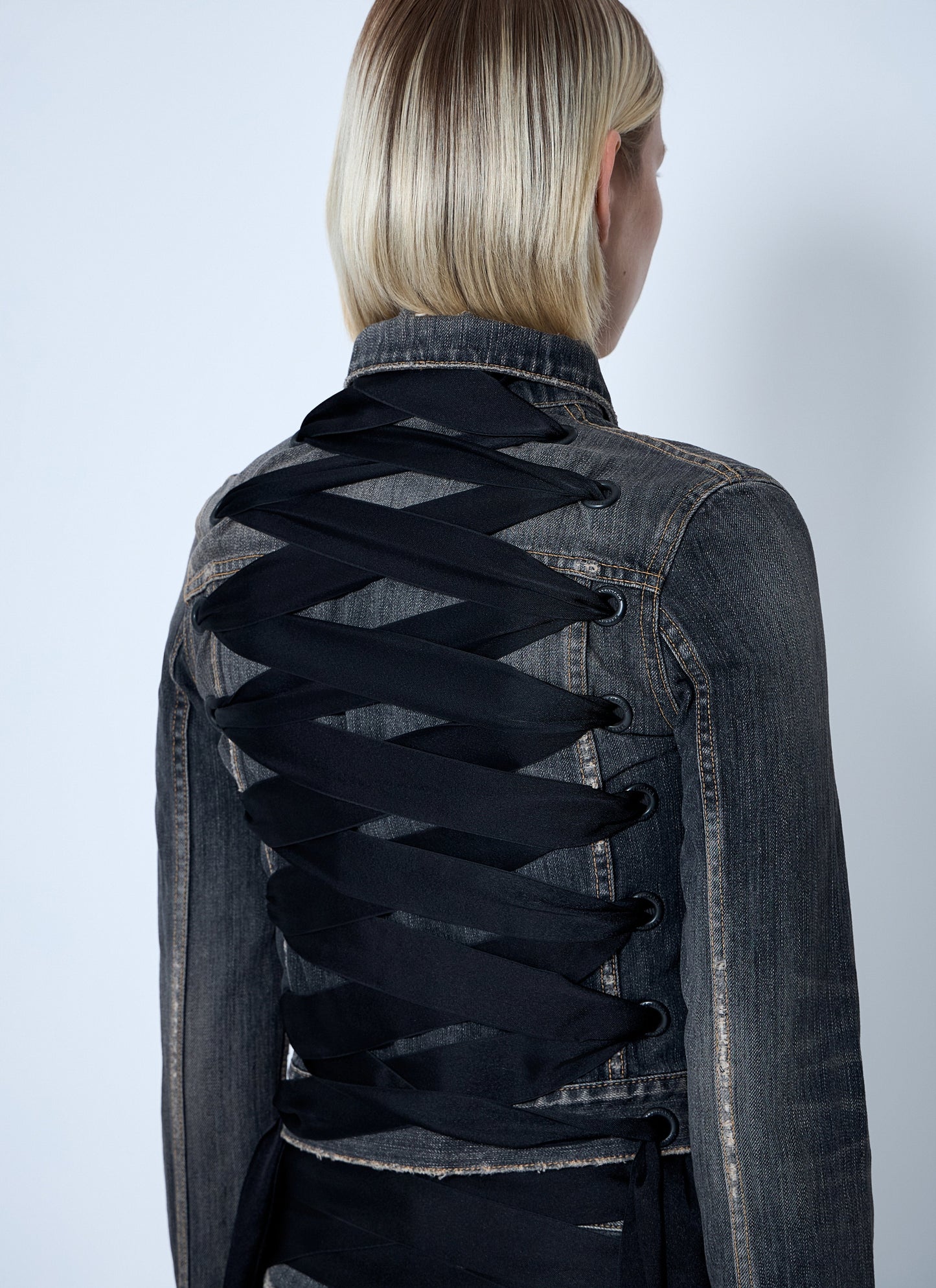Balenciaga Women Lace-Up Denim Jacket BALENCIAGA