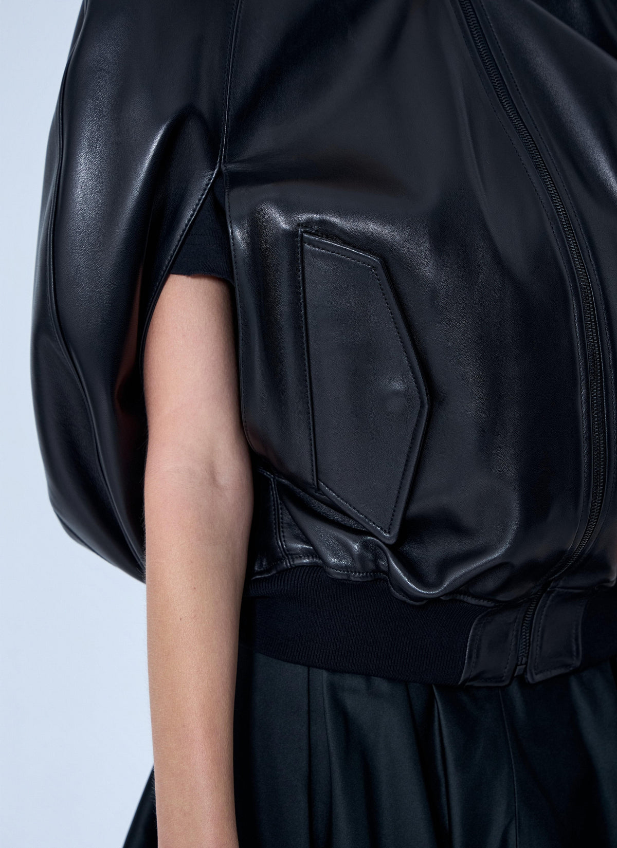 Balenciaga Women Structured Leather Bomber Jacket BALENCIAGA