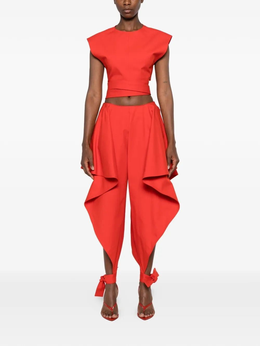 Alaïa Women Cropped Top In Cotton Gabardine With Band ALAIA