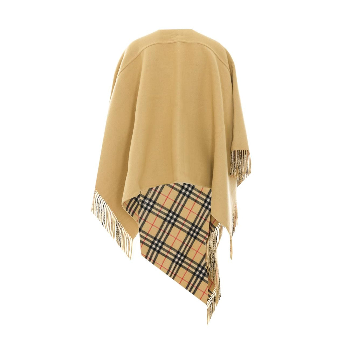 Burberry Women Blanket Style Wool Cape With House Check Logo BURBERRY