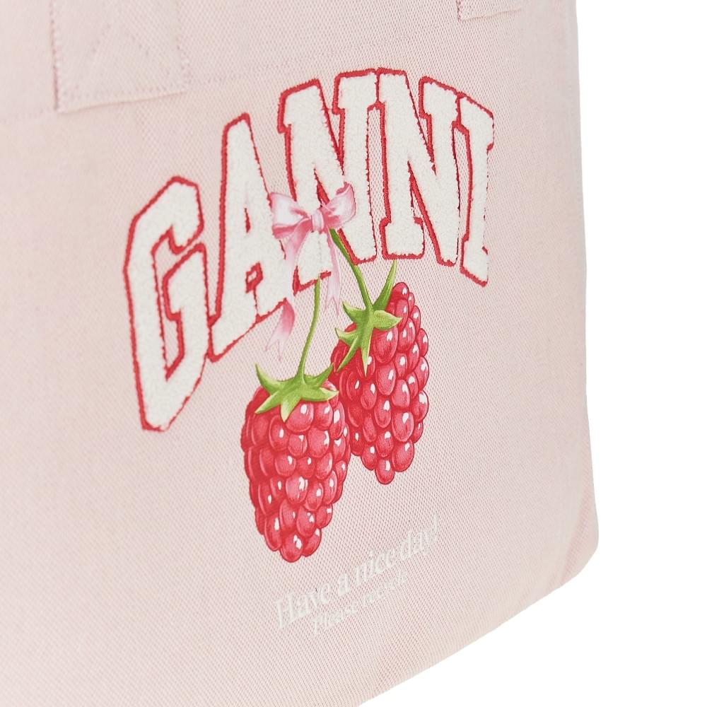Ganni Women Shopping Bag With Raspberries Print GANNI