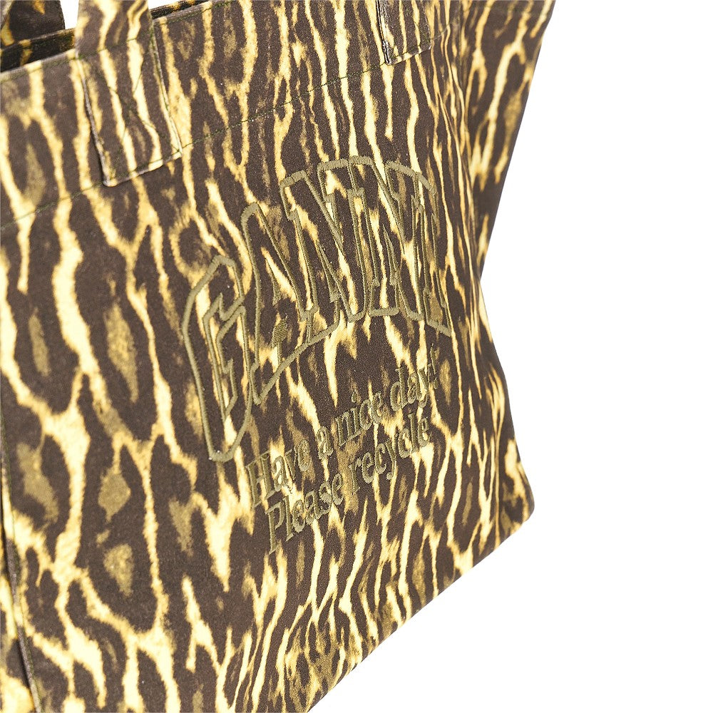 Ganni Women Leopard Canvas Xxl Tote Bag GANNI