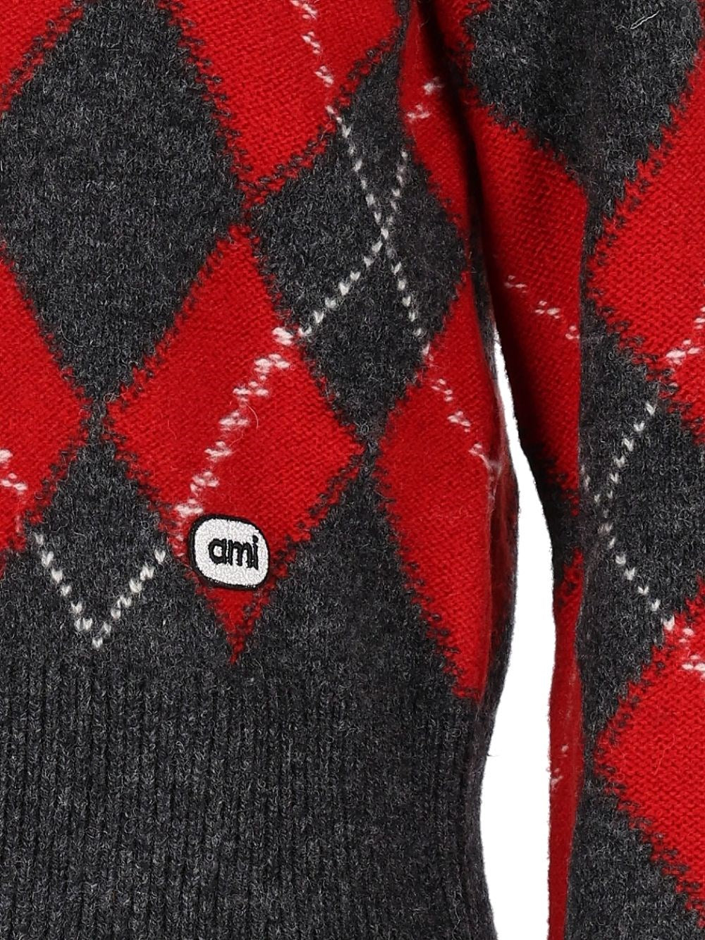 Ami Women Argyle Wool Cardigan AMI PARIS
