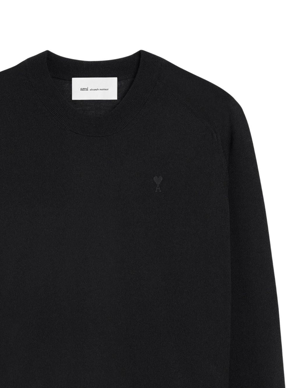 Ami Men Quota -Crewneck Sweater With Contrasted Ami De Coeur Exrafine Merino Wool AMI PARIS