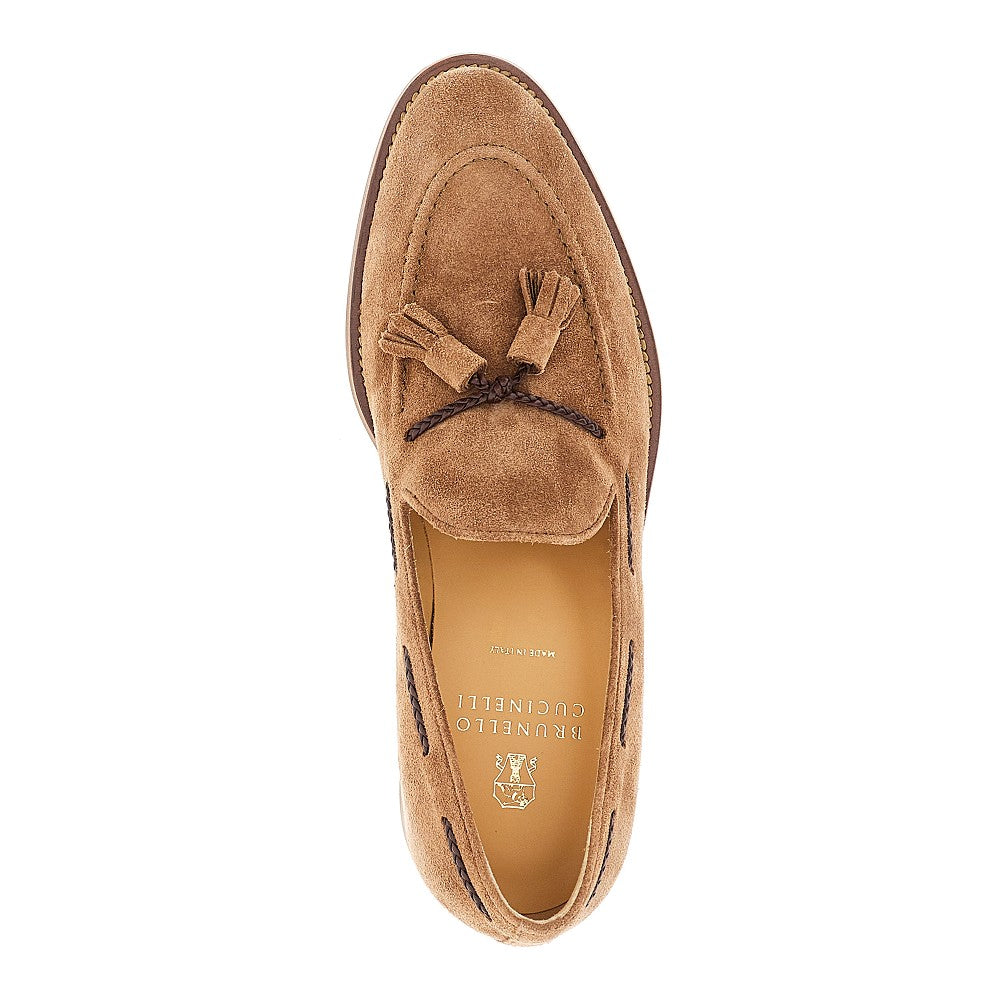 Brunello Cucinelli Men Suede Leather Loafers With Tassels BRUNELLO CUCINELLI