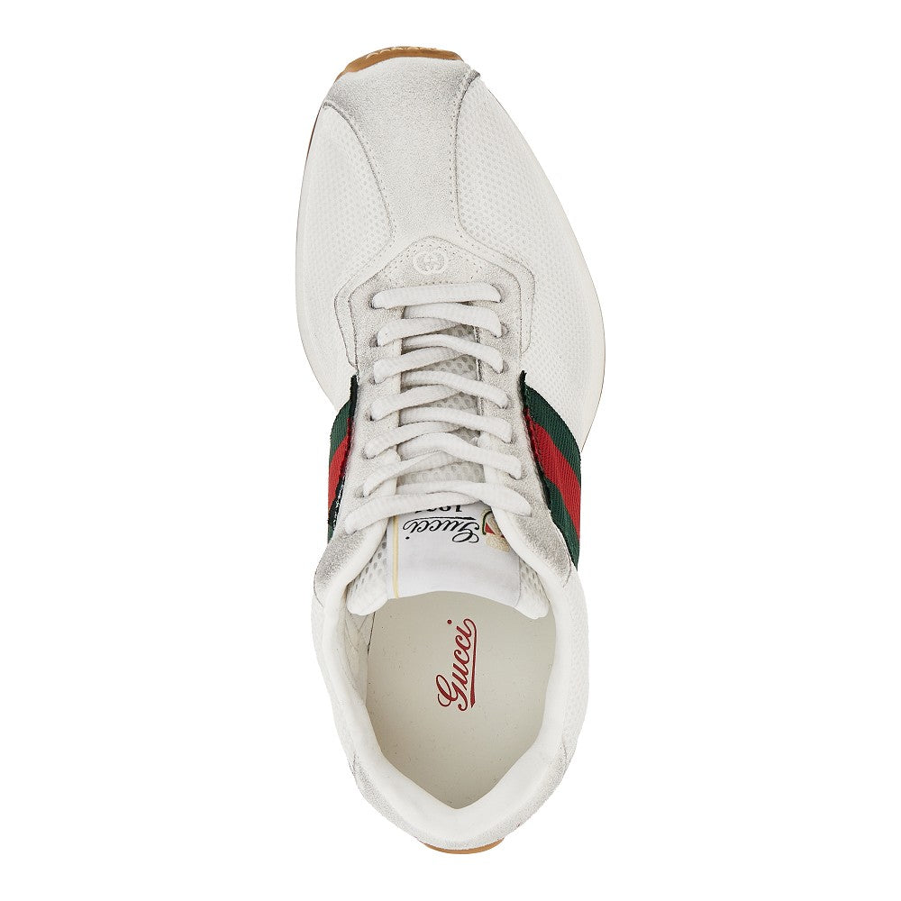 Gucci Women Suede Leather And Mesh 'Tempo' Sneakers GUCCI