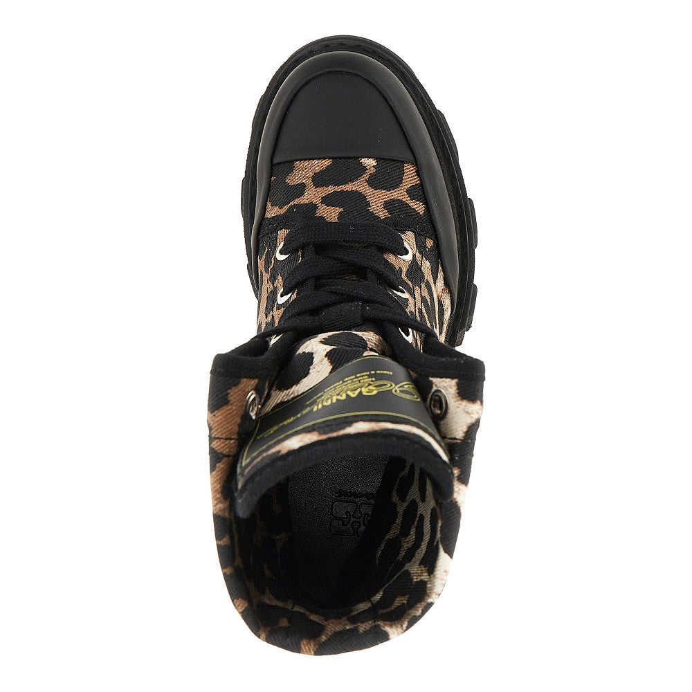 Ganni Women Leopard-Printed Denim Boots GANNI