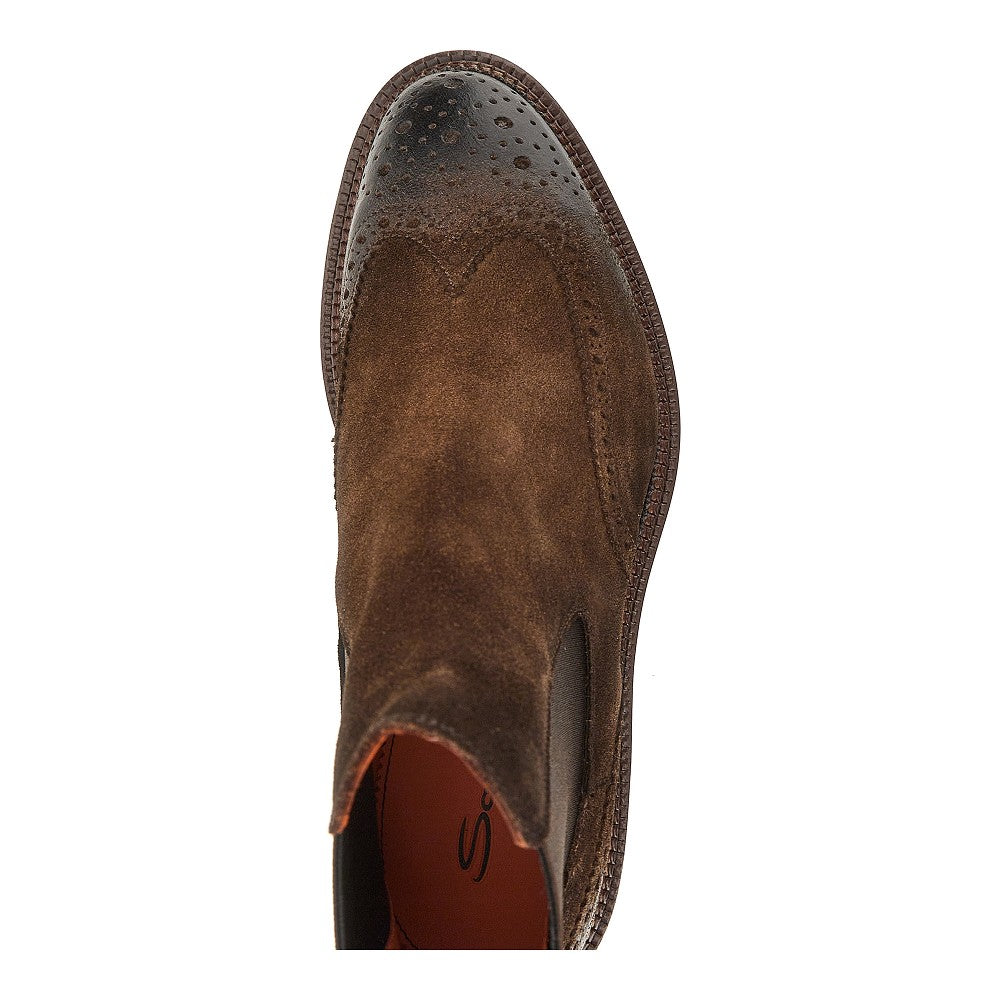 Santoni Men Suede Leather Chelsea Boots SANTONI